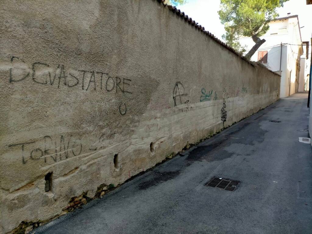 muri imbrattati l'aquila 