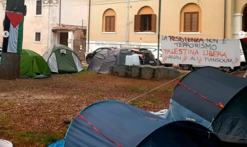 acampada pro palestina l'aquila