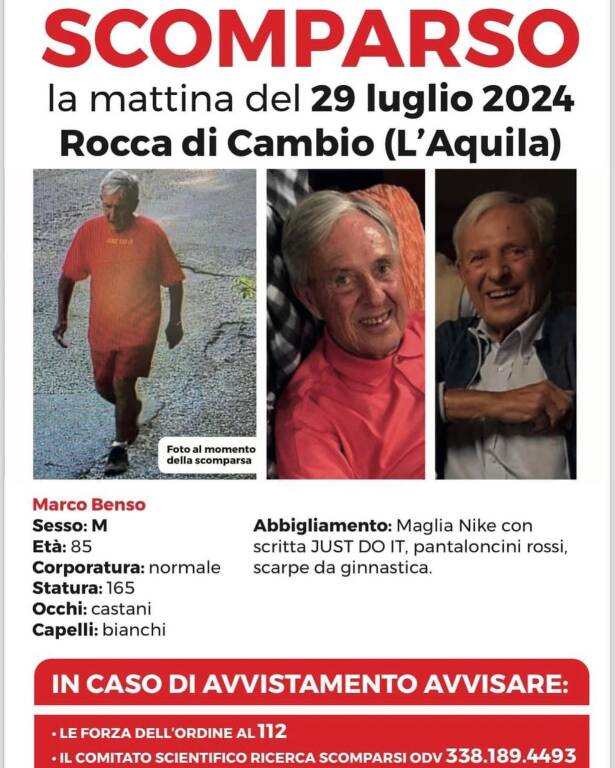 locandina scomparsa marco benso 